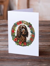 Load image into Gallery viewer, Boykin Spaniel Christmas Flowers Greeting Cards - Blank Note Cards – 8-Pack of Artist-Designed Cards with Envelopes