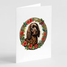 Load image into Gallery viewer, Boykin Spaniel Christmas Flowers Greeting Cards - Blank Note Cards – 8-Pack of Artist-Designed Cards with Envelopes