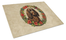 Load image into Gallery viewer, Boykin Spaniel Christmas Flowers Glass Cutting Boards – Durable, Decorative Kitchen Art