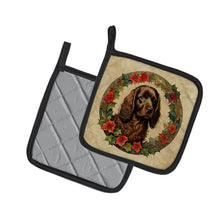 Load image into Gallery viewer, Boykin Spaniel Christmas Flowers Pot Holders - Set of 2 Decorative Kitchen Helpers | Made in the USA