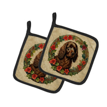 Load image into Gallery viewer, Boykin Spaniel Christmas Flowers Pot Holders - Set of 2 Decorative Kitchen Helpers | Made in the USA