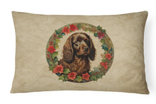 Load image into Gallery viewer, Boykin Spaniel Christmas Flowers Throw Pillow