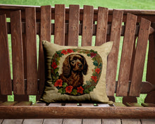Load image into Gallery viewer, Boykin Spaniel Christmas Flowers Throw Pillow - 14x14 Decorative Pillow – Art for Your Home &amp; Patio