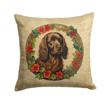 Load image into Gallery viewer, Boykin Spaniel Christmas Flowers Throw Pillow - 14x14 Decorative Pillow – Art for Your Home &amp; Patio