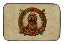 Load image into Gallery viewer, Briard Christmas Flowers Dish Drying Mat