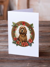Load image into Gallery viewer, Briard Christmas Flowers Greeting Cards - Blank Note Cards – 8-Pack of Artist-Designed Cards with Envelopes