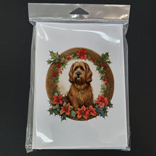 Load image into Gallery viewer, Briard Christmas Flowers Greeting Cards - Blank Note Cards – 8-Pack of Artist-Designed Cards with Envelopes