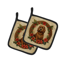 Load image into Gallery viewer, Briard Christmas Flowers Pot Holders - Set of 2 Decorative Kitchen Helpers | Made in the USA
