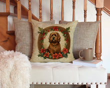 Load image into Gallery viewer, Briard Christmas Flowers Throw Pillow - 14x14 Decorative Pillow – Art for Your Home &amp; Patio