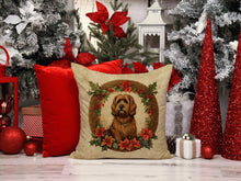 Load image into Gallery viewer, Briard Christmas Flowers Throw Pillow