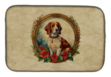 Load image into Gallery viewer, Brittany Spaniel Christmas Flowers Dish Drying Mat