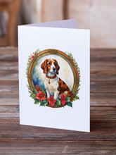Load image into Gallery viewer, Brittany Spaniel Christmas Flowers Greeting Cards - Blank Note Cards – 8-Pack of Artist-Designed Cards with Envelopes