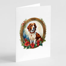 Load image into Gallery viewer, Brittany Spaniel Christmas Flowers Greeting Cards - Blank Note Cards – 8-Pack of Artist-Designed Cards with Envelopes