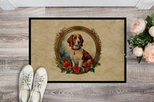 Load image into Gallery viewer, Brittany Spaniel Christmas Flowers Doormat-24x36 Indoor / Outdoor Rug | Made in USA