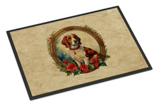 Load image into Gallery viewer, Brittany Spaniel Christmas Flowers Doormat