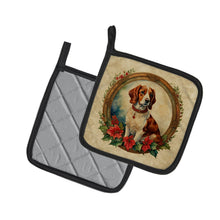 Load image into Gallery viewer, Brittany Spaniel Christmas Flowers Pot Holders - Set of 2 Decorative Kitchen Helpers | Made in the USA
