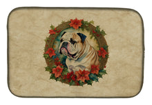 Load image into Gallery viewer, English Bulldog Christmas Flowers Dish Drying Mat