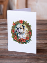 Load image into Gallery viewer, English Bulldog Christmas Flowers Greeting Cards - Blank Note Cards – 8-Pack of Artist-Designed Cards with Envelopes