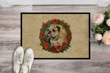 Load image into Gallery viewer, English Bulldog Christmas Flowers Doormat