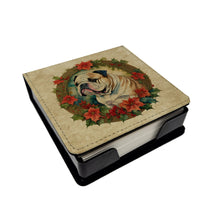 Load image into Gallery viewer, English Bulldog Christmas Flowers PU Leather Note Paper Holder