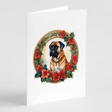 Load image into Gallery viewer, Bullmastiff Christmas Flowers Greeting Cards - Blank Note Cards – 8-Pack of Artist-Designed Cards with Envelopes