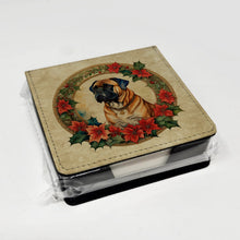 Load image into Gallery viewer, Bullmastiff Christmas Flowers PU Leather Note Paper Holder