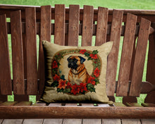 Load image into Gallery viewer, Bullmastiff Christmas Flowers Throw Pillow - 14x14 Decorative Pillow – Art for Your Home &amp; Patio