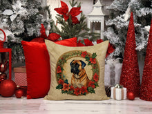 Load image into Gallery viewer, Bullmastiff Christmas Flowers Throw Pillow