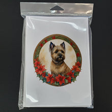Load image into Gallery viewer, Cairn Terrier Christmas Flowers Greeting Cards - Blank Note Cards – 8-Pack of Artist-Designed Cards with Envelopes