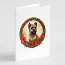 Load image into Gallery viewer, Cairn Terrier Christmas Flowers Greeting Cards - Blank Note Cards – 8-Pack of Artist-Designed Cards with Envelopes