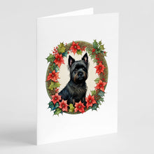 Load image into Gallery viewer, Cairn Terrier Christmas Flowers Greeting Cards - Blank Note Cards – 8-Pack of Artist-Designed Cards with Envelopes