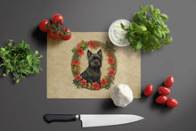 Load image into Gallery viewer, Cairn Terrier Christmas Flowers Glass Cutting Boards – Durable, Decorative Kitchen Art