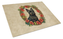 Load image into Gallery viewer, Cairn Terrier Christmas Flowers Glass Cutting Boards – Durable, Decorative Kitchen Art