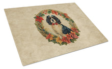 Load image into Gallery viewer, Cavalier Spaniel Christmas Flowers Glass Cutting Boards – Durable, Decorative Kitchen Art