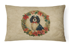 Load image into Gallery viewer, Cavalier Spaniel Christmas Flowers Throw Pillow