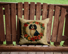 Load image into Gallery viewer, Cavalier Spaniel Christmas Flowers Throw Pillow - 14x14 Decorative Pillow – Art for Your Home &amp; Patio