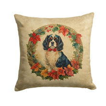 Load image into Gallery viewer, Cavalier Spaniel Christmas Flowers Throw Pillow - 14x14 Decorative Pillow – Art for Your Home &amp; Patio