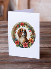 Load image into Gallery viewer, Cavalier Spaniel Christmas Flowers Greeting Cards - Blank Note Cards – 8-Pack of Artist-Designed Cards with Envelopes