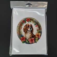 Load image into Gallery viewer, Cavalier Spaniel Christmas Flowers Greeting Cards - Blank Note Cards – 8-Pack of Artist-Designed Cards with Envelopes
