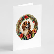 Load image into Gallery viewer, Cavalier Spaniel Christmas Flowers Greeting Cards - Blank Note Cards – 8-Pack of Artist-Designed Cards with Envelopes