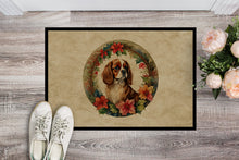 Load image into Gallery viewer, Cavalier Spaniel Christmas Flowers Doormat-24x36 Indoor / Outdoor Rug | Made in USA