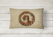 Load image into Gallery viewer, Cavalier Spaniel Christmas Flowers Throw Pillow