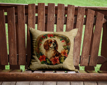 Load image into Gallery viewer, Cavalier Spaniel Christmas Flowers Throw Pillow - 14x14 Decorative Pillow – Art for Your Home &amp; Patio