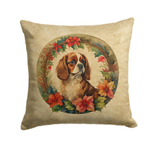 Load image into Gallery viewer, Cavalier Spaniel Christmas Flowers Throw Pillow - 14x14 Decorative Pillow – Art for Your Home &amp; Patio