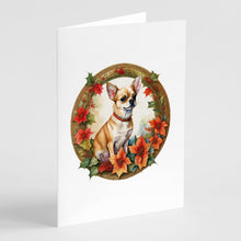 Load image into Gallery viewer, Chihuahua Christmas Flowers Greeting Cards - Blank Note Cards – 8-Pack of Artist-Designed Cards with Envelopes