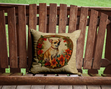 Load image into Gallery viewer, Chihuahua Christmas Flowers Throw Pillow - 14x14 Decorative Pillow – Art for Your Home &amp; Patio