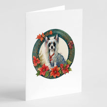 Load image into Gallery viewer, Chinese Crested Christmas Flowers Greeting Cards - Blank Note Cards – 8-Pack of Artist-Designed Cards with Envelopes