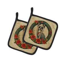 Load image into Gallery viewer, Chinese Crested Christmas Flowers Pot Holders - Set of 2 Decorative Kitchen Helpers | Made in the USA