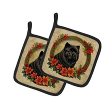 Load image into Gallery viewer, Chow Chow Christmas Flowers Pot Holders - Set of 2 Decorative Kitchen Helpers | Made in the USA