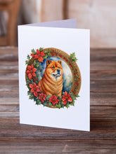 Load image into Gallery viewer, Chow Chow Christmas Flowers Greeting Cards - Blank Note Cards – 8-Pack of Artist-Designed Cards with Envelopes